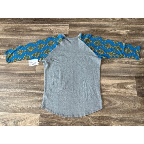 NWT LULAROE RANDY GREY WOMENS BLOUSE TOP SIZE L TAPESTRY 3/4 SLEEVE STRETCH - Picture 5 of 8